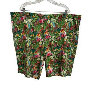 Hreski Mens Tropical Parrot Print Summer Wear Shorts Size 46 Vibrant Vacation